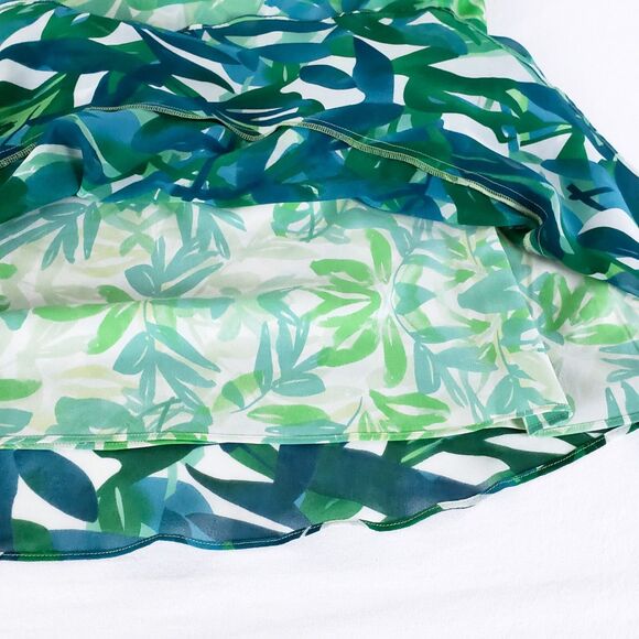 Cabi Tropical Slip Dress Womens M Green Resort Flounce Hem Chiffon Vacation - Picture 6 of 9